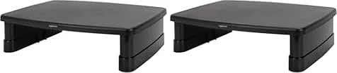 Amazon Basics Rehausseur de Moniteur Réglable en Hauteur avec Rangement, Design Empilable à 3 Niveaux, Plastique ABS Durable, Supporte Jusqu’à 10kg, pour Écrans et Ordinateurs Portables, Noir.