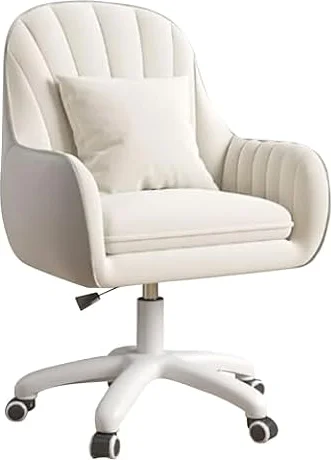 Aivermeil Homeoffice Chaise en Velours avec Oreiller, pivotante à 360 °, Hauteur réglable, Ergonomique, Chaise de Maquillage, pour Bureau, Chambre à Coucher, Charge maximale 200 kg, Beige