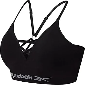 Reebok Maryna Brassiere Sport Femme Seamless Halter Maintien élevé | Soutien Gorge Sport Femme Confortable Polyamide élasthanne | Haut d’entraînement Noir Gris Blanc Usage Quotidien