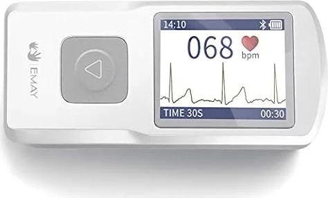 EMAY Bluetooth Moniteur ECG Portable (for iPhone & Android, Mac & Windows), Moniteur ECG Personnel sans Fil, Mobile Electrocardiographe, Mesure la fréquence Cardiaque, ECG et Les symptômes (EMG-20)