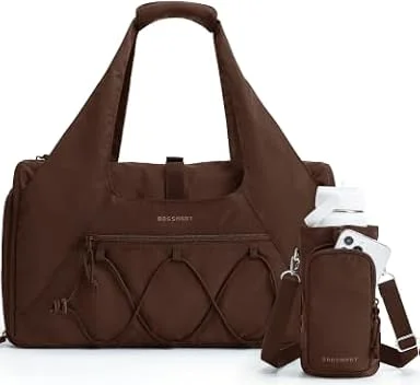 BAGSMART Sac de sport pour femme - Sac de voyage léger avec compartiment à chaussures, Marron café, 46 x 20 x 27 cm, sportif
