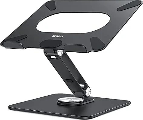 BESIGN LSX7 Support Ordinateur Portable avec Base Rotative à 360°, Support Ergonomique pour Laptop, Support pour Ordinateur Portable Compatible avec 10 à 15.6 Pouces (Noir)