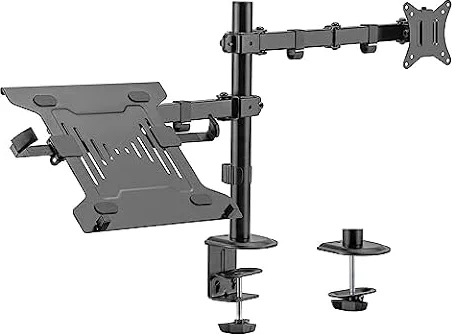 Toboli 2en1 Support Écran et Support ècran Ordinateur Portable Bras Articulé pour Laptop Porte-ordi VESA 75x75/100x100 PC Informatique Pied Socle d'écran
