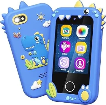 Telephone Enfant, Jouets pour Enfants, Cadeau pour Filles et garçons âgés de 3 à 8 Ans, Téléphone factice avec Lecteur de Musique, Double caméra, Jeux de Puzzle, Carte SD 8 Go et écran Tactile