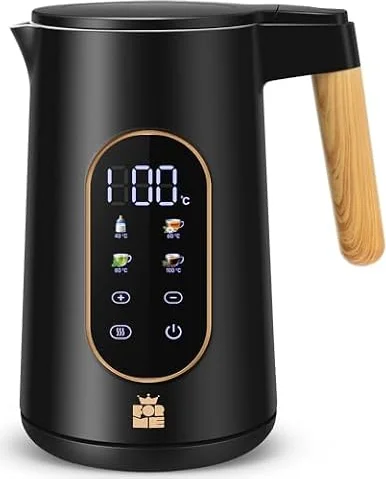 ForMe Bouilloire Electrique Inox 1,7L Contrôle de Température Réglable 40-100°C I LED Affichage de la Température I Fonction de Maintien au Chaud I Protection Anti-ébullition I Théière Sans BPA