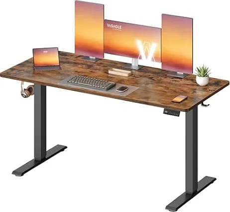 VASAGLE Bureau Électrique Réglable en Hauteur, Assis-Debout, 140 x 60 cm