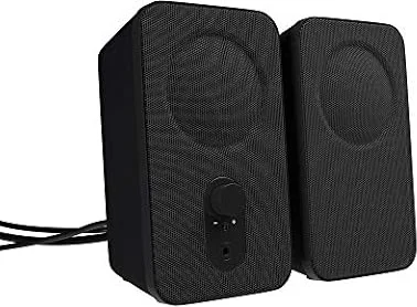 Amazon Basics Haut-parleurs pour ordinateurs de bureau ou portables , Alimentation secteur (prise UE), lot de 2, Noir