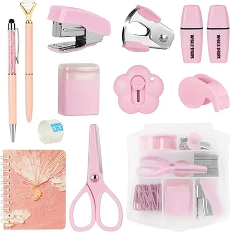 OFFCUP Ensemble de Fournitures de Bureau, Kit de Fournitures de Bureau Rose