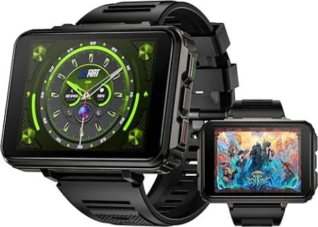 LOKMAT Montre intelligente 4G 6 Go + 128 Go Android Appel téléphonique Téléphone Téléphone Grand écran 2,4" Montre de sport 1500 mAh Double Caméra WiFi Bluetooth GPS Montre intelligente pour homme