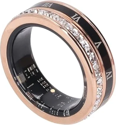 Mise à Niveau de la Bague Intelligente, Bague Intelligente de Suivi de la Forme Physique pour Hommes et Femmes, en Acier Ti, Chiffres Romains, Alliance Rotative Dorée pour (8)