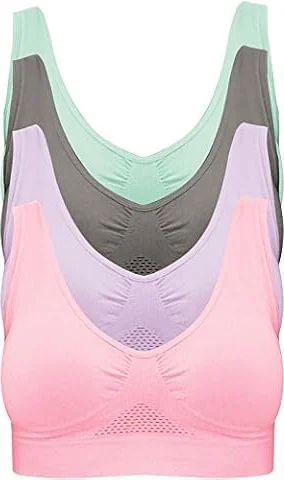 Soutiengorge sans Armatures : soutiengorge de Sport sans Couture en Lot de 4 Matériau Non rembourré en 96% Nylon et 4% élasthanne Largeur de Bretelles agréable et Ajustement Confortable