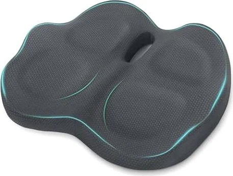 Retazly Coussin Coccyx Orthopédique, Coussin Chaise Bureau Ergonomique en Mousse à Mémoire de Forme, Coussin Sciatique Antidérapant pour Voiture, Bureau, Gaming, Gris