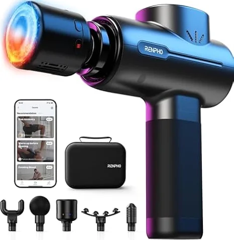 RENPHO Pistolet de Massage avec Tête Chaude et Froide, Bluetooth