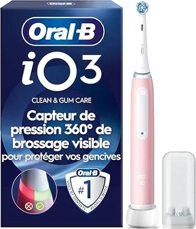 Oral-B Brosse à Dents Electrique iO 3 avec 1 Brossette de Rechange, Rose