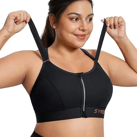 SYROKAN Soutien Gorge Femme Sport sans Armature Noir 95E