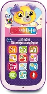 VTech - Allô Bébé Messages Magiques Rose, Premier Téléphone Interactif, Parlant et Musical avec Enregistreur Vocal, Changeur de Voix et Effets Lumineux, Cadeau Bébé Dès 9 Mois - Contenu en Français