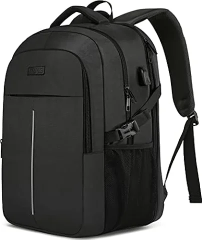 Sac à Dos Ordinateur Portable 17.3 Pouces,50L Sac à Dos de Voyage Grande Homme Femme Antivol Imperméable avec USB Charging Port PC Portable pour Loisir, Scolaire,Affaire Noir