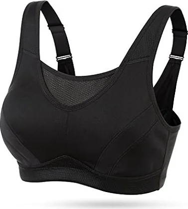 Wingslove Soutien-Gorge Brassiere Sport Femme Grande Taille Impact Elevé sans Armature Non Rembourré Brassière Sport (Noir, 90E)