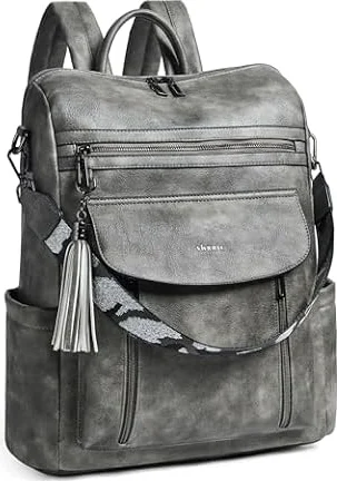 Shrrie Sac à dos pour femme, ordinateur portable 15,6 pouces en cuir PU