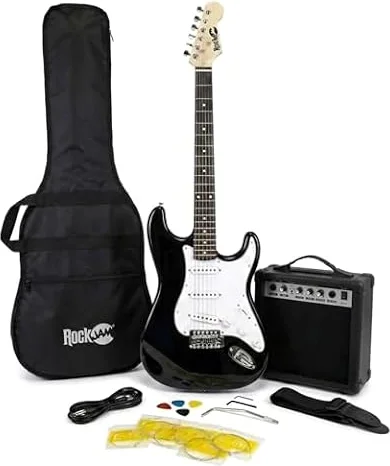 RockJam Kit Guitare Électrique avec Ampli 10 W, Housse et Cours, Noir