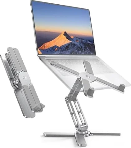 TECKNET Support Ordinateur Portable pour Bureau, 360° Rotatif, Argent