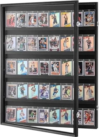 VEVOR Présentoir pour 35 Cartes de Sport, 617x775x55 mm, vitrine d'affichage pour Cartes de Football, Protection UV 98% en Verre PC Transparent verrouillable pour Cartes à Collectionner, Basket-Ball