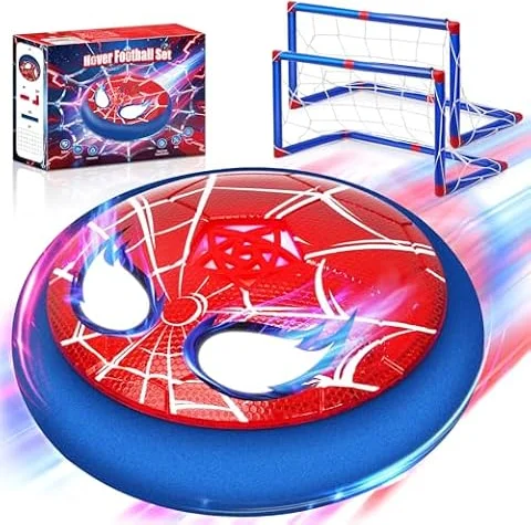 Lubolee Ballon de Foot Enfant avec 2 Cages de But & Yeux Lumineux, Air Power Football Enfant Jouet Enfant 3 -12 Ans, Idéal Cadeau Garcon Filles 3 4 5 6 7 Ans, Jeux Enfants 3-12 Ans