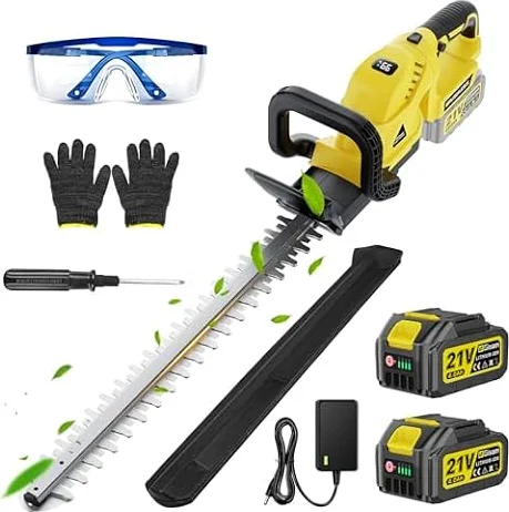 Taille-Haie Sans Fil 22 Pouces, Moteur Sans Balais 3000 W, 2 Batteries 4,0 Ah, Taille-Haie Sk5 Avec Lame à Double Action, DiamèTre De Coupe 16 Mm, PoignéE Pivotante à 180° Pour Le Jardin, Les Arbustes