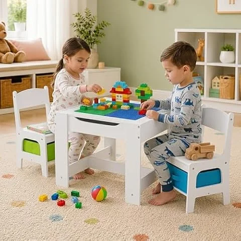 Baby Vivo Set Table d'activités pour Enfants avec 2 Chaises Ensemble Enfant Mobilier Meuble Filles et Garçons en Bois - Moritz