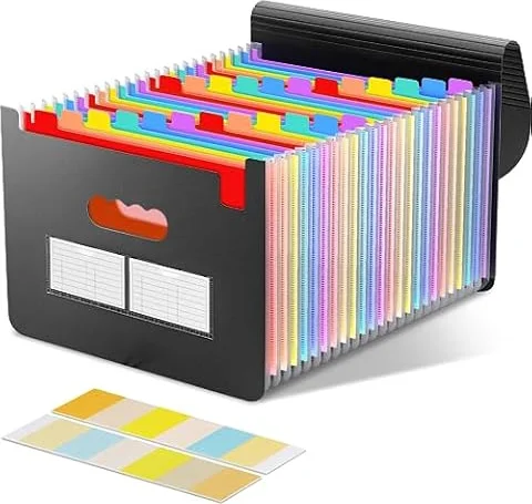 Diboniur Trieur Document A4, Trieur à Soufflets Classeur Rangement 24 Compartiments avec Couvercle, Rangement Papier Administratif, Extensible Accordéon Organiseur pour Fourniture Bureau/Scolaire