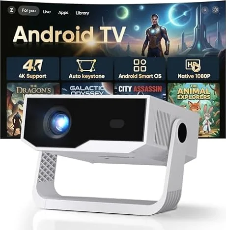 [2026 Version Améliorée] Videoprojecteur 4K &1080P WiFi et Bluetooth Focus électronique Correction à 270 Degrés Projecteur Video Portable pour HDMI/TV Stick/Laptop