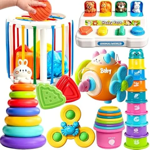Caiery Jouet Montessori 6 en 1 à partir de 1 an - Jouet Montessori à partir de 1 à 2 ans - Jouet éducatif à partir de 1, 2, 3 ans - Cadeau pour garçon, fille, motricité