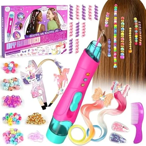Cadeau Fille 5 6 7 8 9 Ans, Accessoires Cheveux DIY avec Machine à Tresser