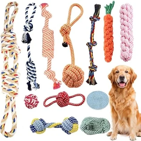 Aoksily Jouets pour Chien,12 Pièces de Jouet Chiot Chien,Houets pour Chiens Jouet de Corde à Mâcher, Jouet Chien Indestructible Corde Durable Indestructible à Mâcher pour Petit et Moyen