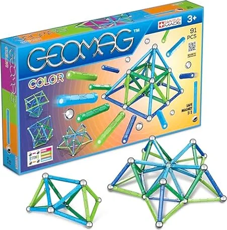 Geomag Classic Color 91 Pièces Jeu de Construction magnétique pour Enfants, Cadeau pour garçons et Filles de 5 6 7 8 9 10 11 12 13 Ans, constructions magnétiques, Jeux pour Enfants