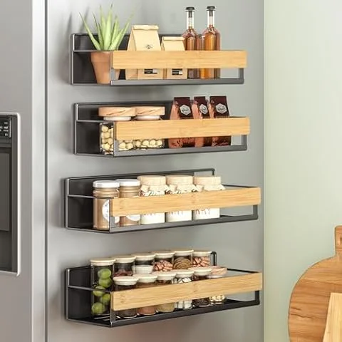 SONGMICS Étagère à Épices Magnétique sans Perçage, Lot de 4