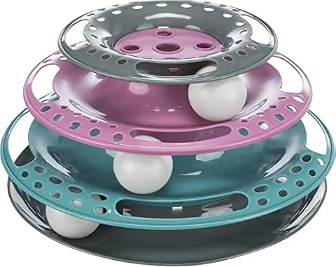 TRIXIE Catch the Balls jouet pour chat – Gris, vert et rouge – ø 25 × 13 cm