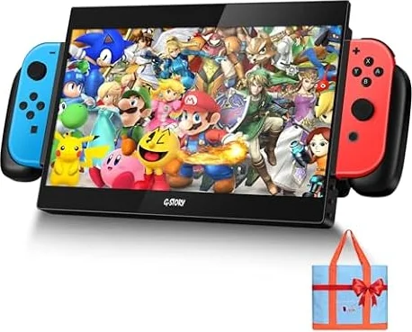 G-STORY Moniteur portable 10,1" pour Switch, moniteur de jeu portable 1080P, écran IPS avec USB Type-C et sac aléatoire, mode jeu, moniteur de voyage pour Switch (non inclus)