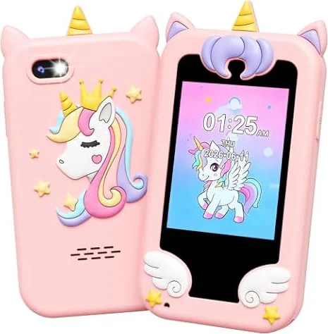 UCIDCI Téléphone Enfant Jouet pour Fille 3-7 Ans, Baby Phone avec Caméra Double, Téléphone Portable pour Enfant Jeux Éducatif 3 Ans, Lecteur MP3 Jouet Enfant 3 Ans Cadeau Enfant Anniversaire (Rose)
