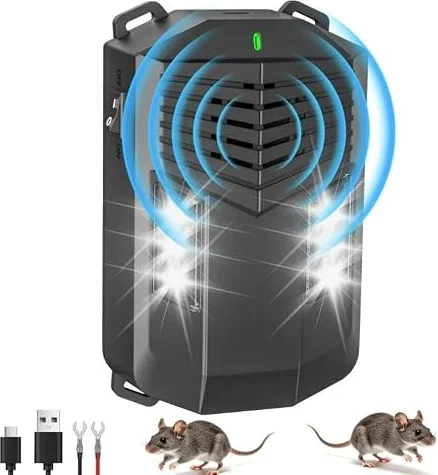 PUTINEI Anti Martre Voiture,Anti Fouine Voiture,Repulsif Rongeur pour Voiture,Répulsif Souris Ultrason avec Flash LED,Anti Rongeur Voiture,Protection Voiture, Grenier, Garage